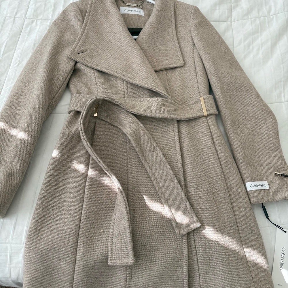 Calvin Klein Women's Petite Belted Toggle Wrap Coat
